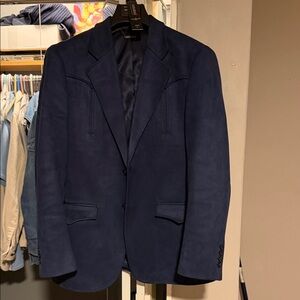 Drowsewrap Suede Barabas Elegant Men's Navy Blue Blazer